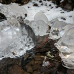 ice balls in partially frozen creek